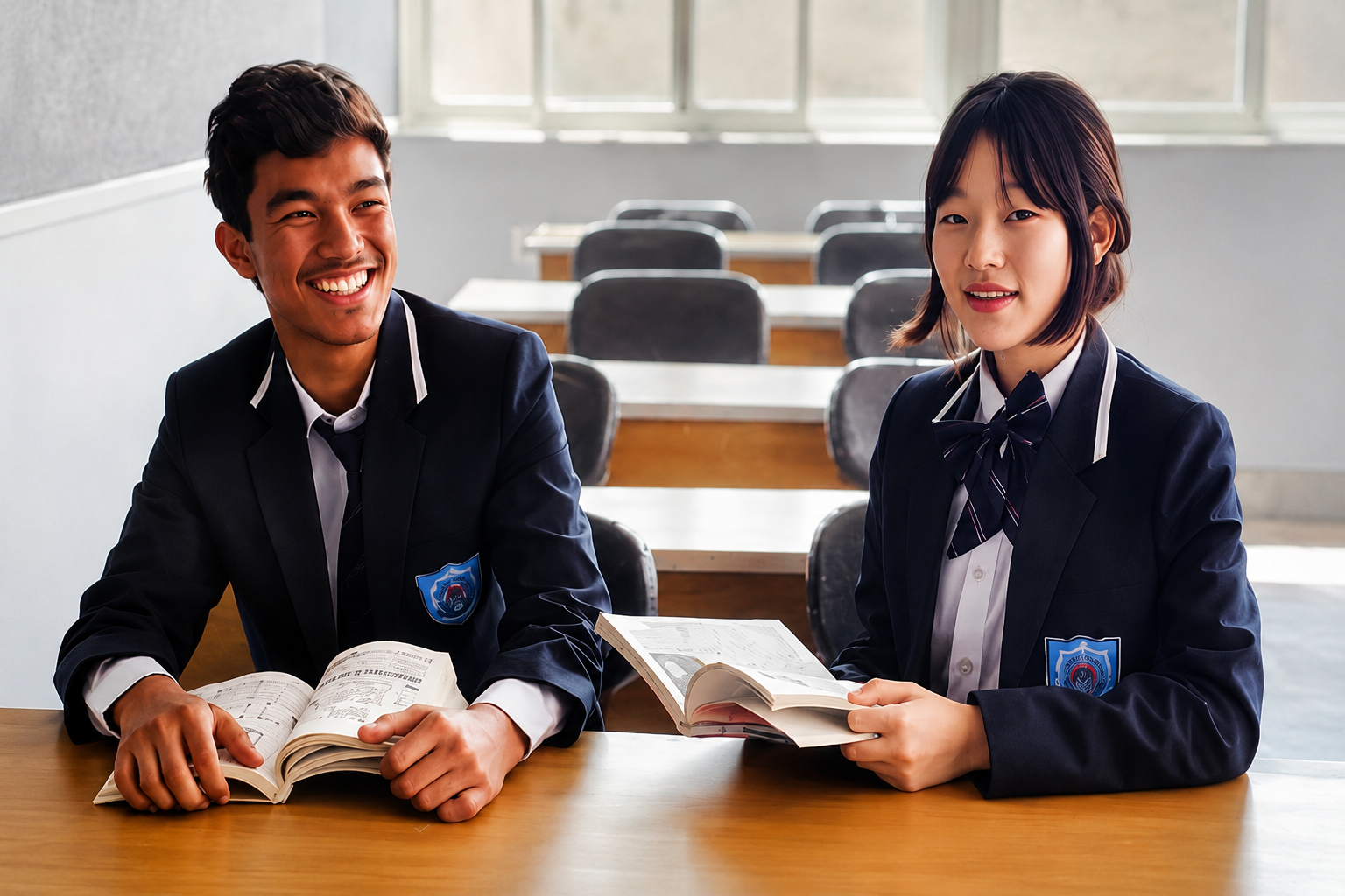 +2 Management students in classroom